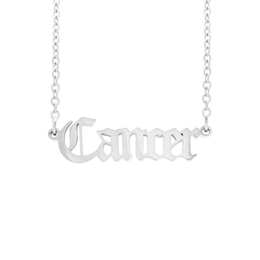 Old English Zodiac Necklace In Silver