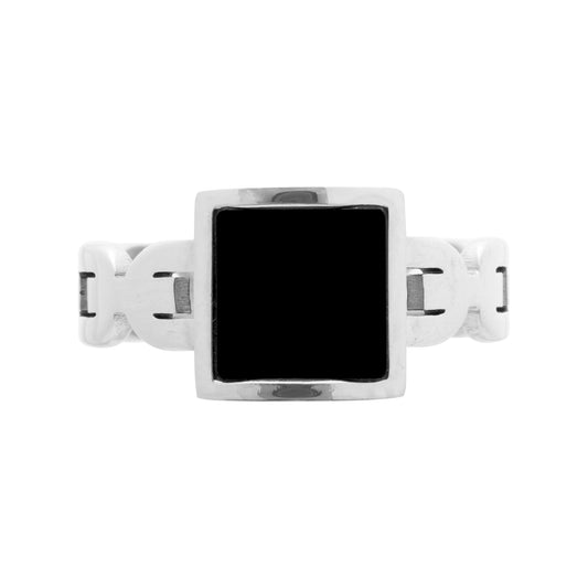 Black Square Ring in silver