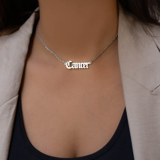 Old English Zodiac Necklace In Silver