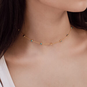 Dainty blue Necklace ( Gold )